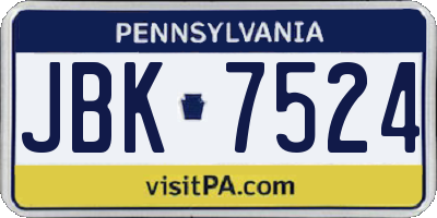 PA license plate JBK7524