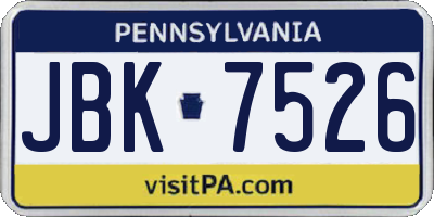 PA license plate JBK7526