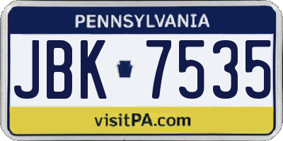 PA license plate JBK7535