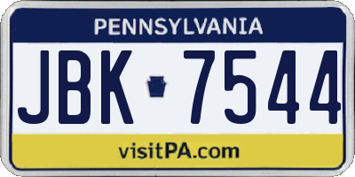 PA license plate JBK7544
