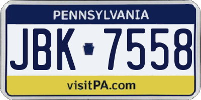 PA license plate JBK7558