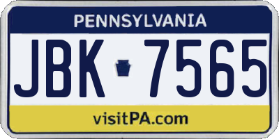 PA license plate JBK7565