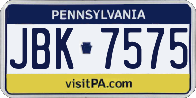 PA license plate JBK7575