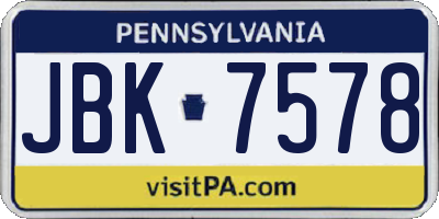 PA license plate JBK7578