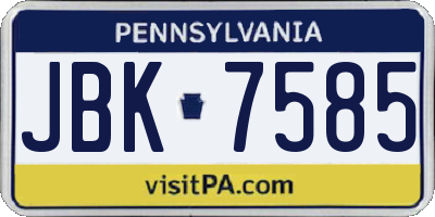 PA license plate JBK7585