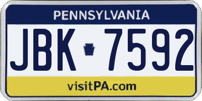 PA license plate JBK7592