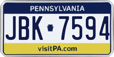 PA license plate JBK7594