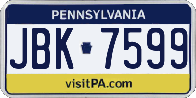 PA license plate JBK7599