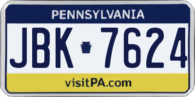 PA license plate JBK7624