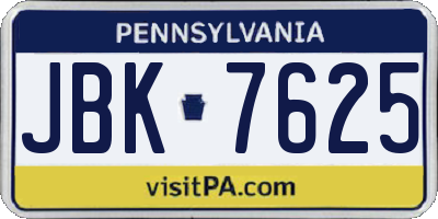 PA license plate JBK7625