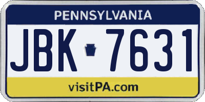 PA license plate JBK7631