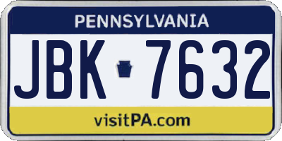 PA license plate JBK7632