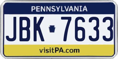 PA license plate JBK7633