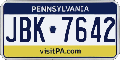 PA license plate JBK7642
