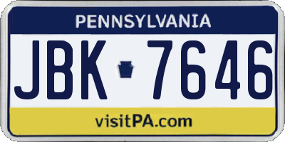 PA license plate JBK7646