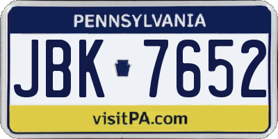 PA license plate JBK7652