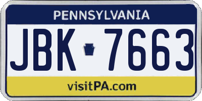 PA license plate JBK7663