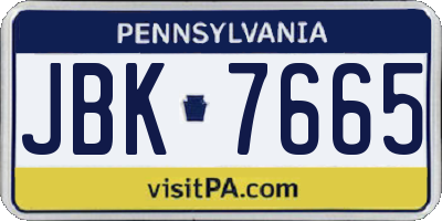 PA license plate JBK7665