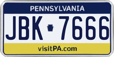 PA license plate JBK7666