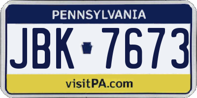 PA license plate JBK7673