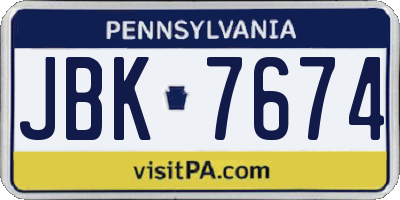 PA license plate JBK7674