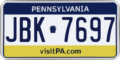 PA license plate JBK7697