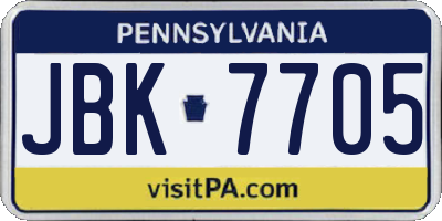PA license plate JBK7705
