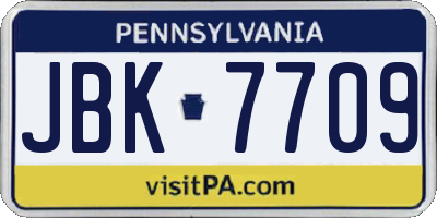 PA license plate JBK7709