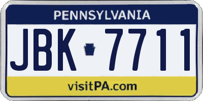 PA license plate JBK7711