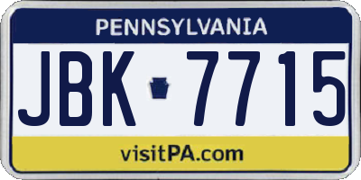 PA license plate JBK7715