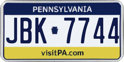 PA license plate JBK7744