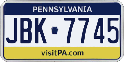 PA license plate JBK7745