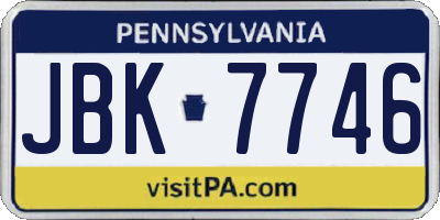PA license plate JBK7746