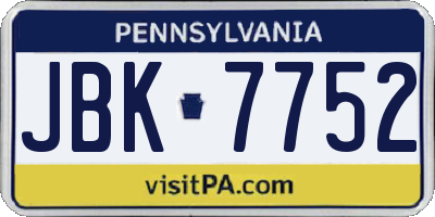 PA license plate JBK7752