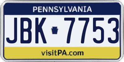 PA license plate JBK7753