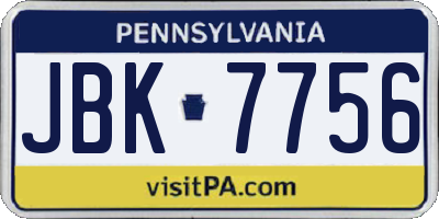 PA license plate JBK7756