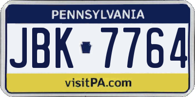 PA license plate JBK7764
