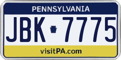 PA license plate JBK7775