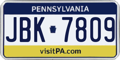 PA license plate JBK7809