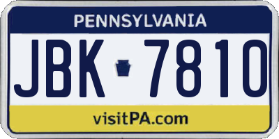 PA license plate JBK7810