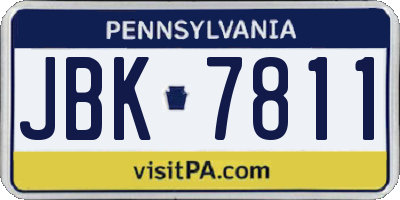 PA license plate JBK7811