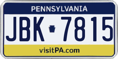 PA license plate JBK7815