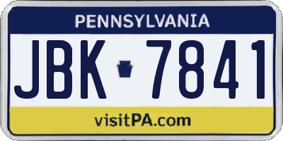 PA license plate JBK7841
