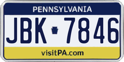 PA license plate JBK7846