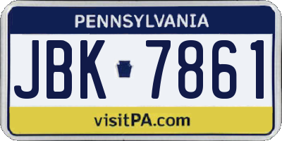 PA license plate JBK7861