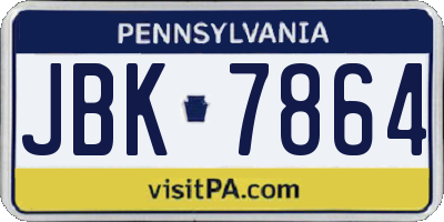 PA license plate JBK7864