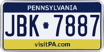 PA license plate JBK7887
