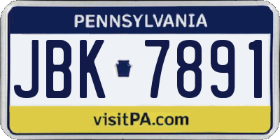 PA license plate JBK7891
