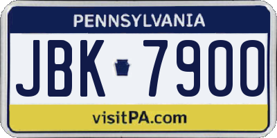 PA license plate JBK7900