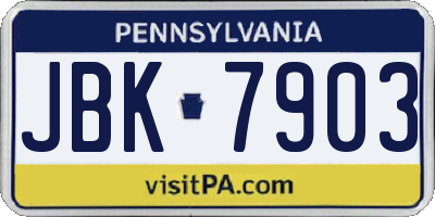 PA license plate JBK7903